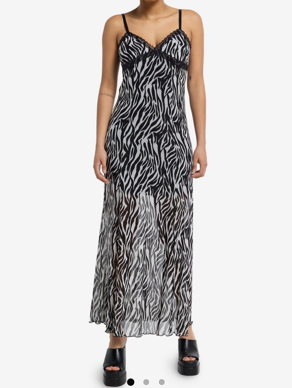 Hot Topic Zebra Print Aop Lace Trim Maxi Slip Dress, Size Xl Nib